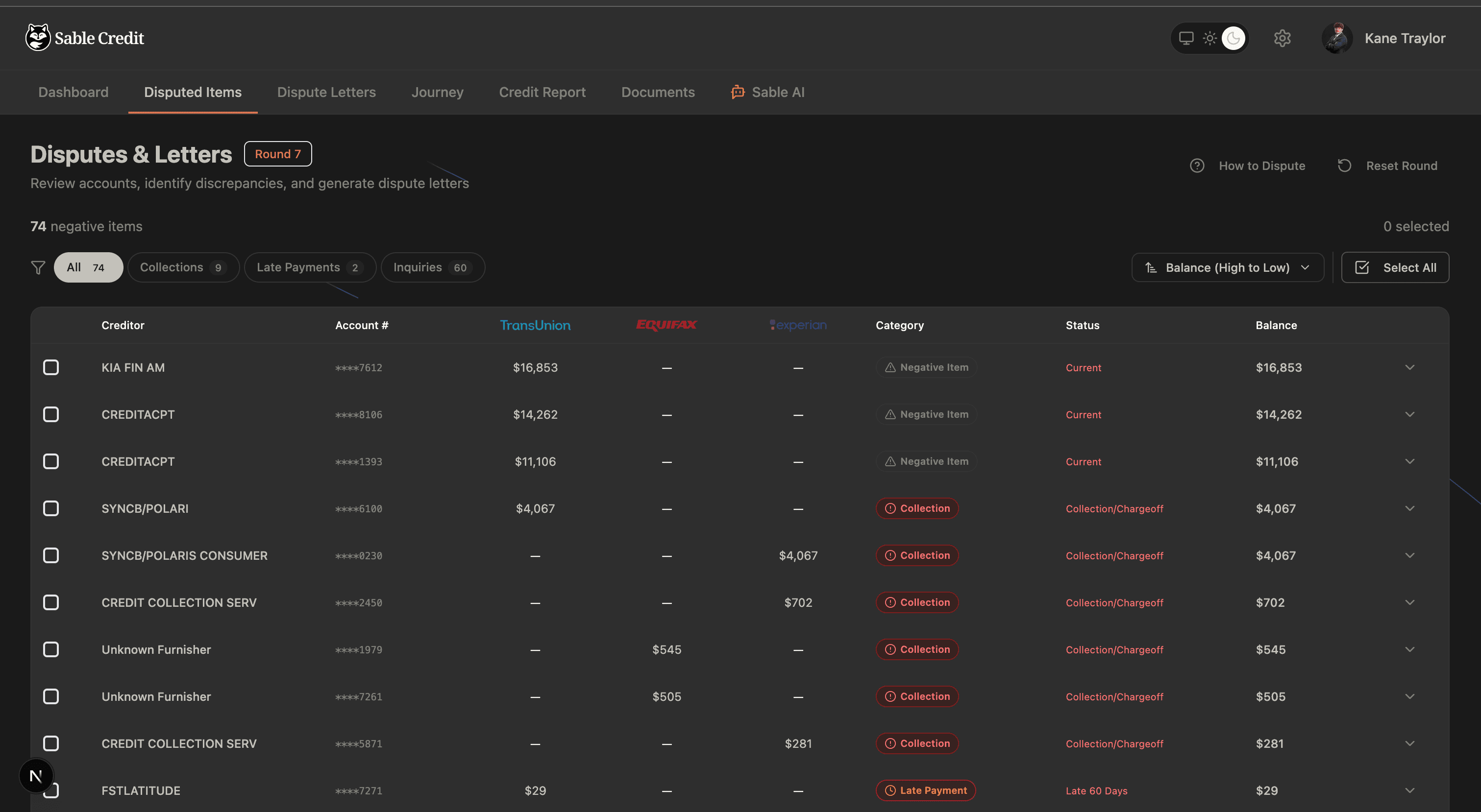 Generate custom dispute letters.